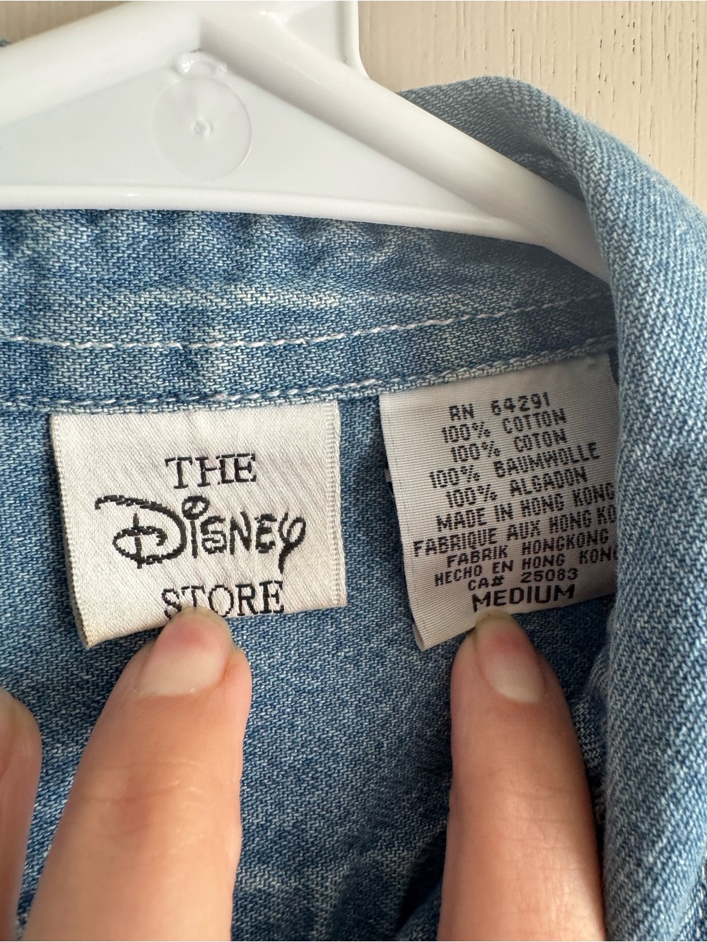 Disney Light Blue Denim Button-Down with Colorful Snow White Dwarfs Embroidery - Picture 4 of 5